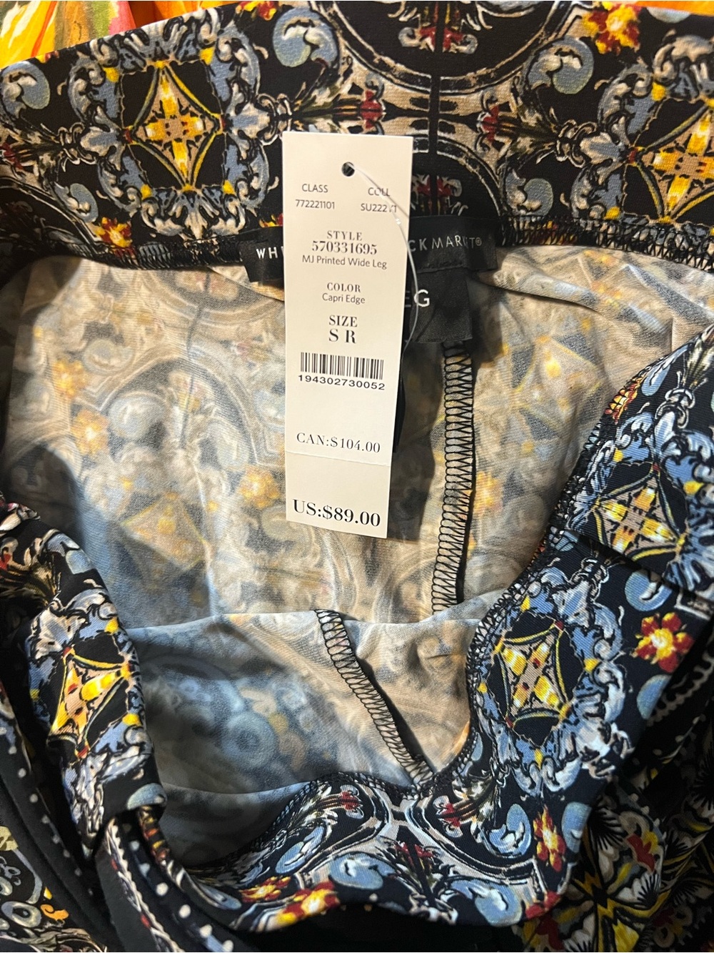 White House Black Market Black Floral-Print Wide Leg Pants - Picture 4 of 7